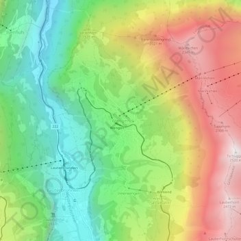 Topografische Karte Wengen, Höhe, Relief