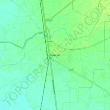 Topografische Karte Shahbad, Höhe, Relief