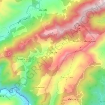 Topografische Karte Dam-an, Höhe, Relief