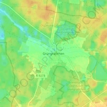 Topografische Karte Grüngräbchen, Höhe, Relief