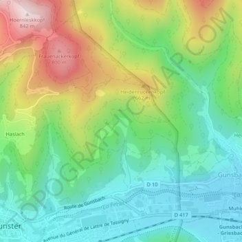 Topografische Karte Kalbach-le-Haut, Höhe, Relief