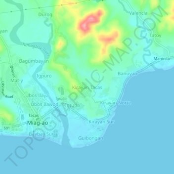 Topografische Karte Kirayan Tacas, Höhe, Relief