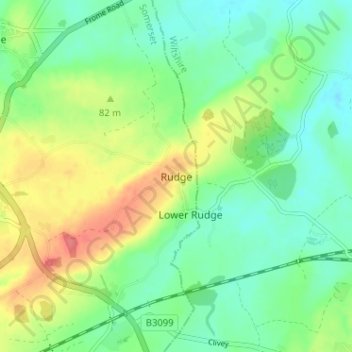 Topografische Karte Rudge, Höhe, Relief