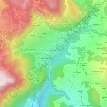 Topografische Karte Cotteret, Höhe, Relief