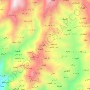 Topografische Karte An Nawbah, Höhe, Relief