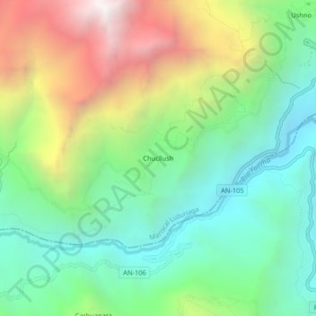 Topografische Karte Chucllush, Höhe, Relief