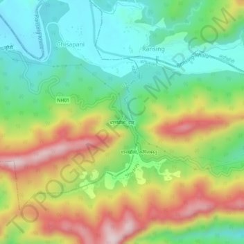 Topografische Karte Dhankhola, Höhe, Relief