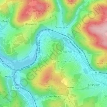 Topografische Karte Auf'm Löh, Höhe, Relief