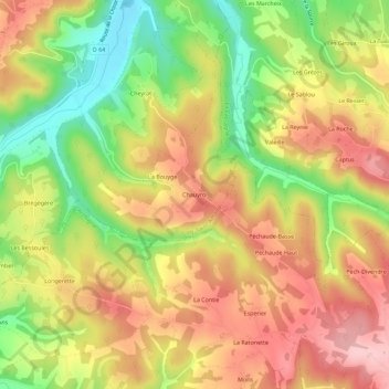 Topografische Karte Chauyroi, Höhe, Relief