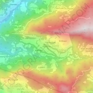 Topografische Karte PatleKhet, Höhe, Relief