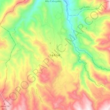 Topografische Karte La Cruz, Höhe, Relief