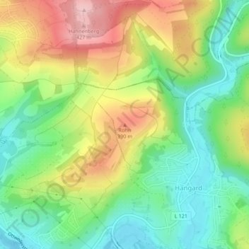 Topografische Karte Rohn, Höhe, Relief