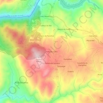 Topografische Karte Porto do Carro, Höhe, Relief