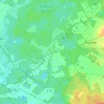 Topografische Karte Wittbeck, Höhe, Relief