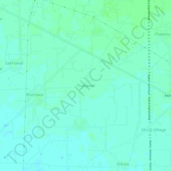 Topografische Karte Thanewal, Höhe, Relief