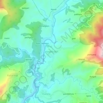 Topografische Karte Hawālbāgh, Höhe, Relief