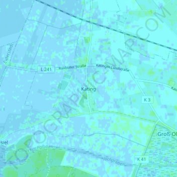 Topografische Karte Kating, Höhe, Relief