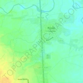 Topografische Karte Bantug, Höhe, Relief