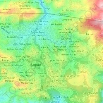 Topografische Karte Holy Ghost Proper, Höhe, Relief