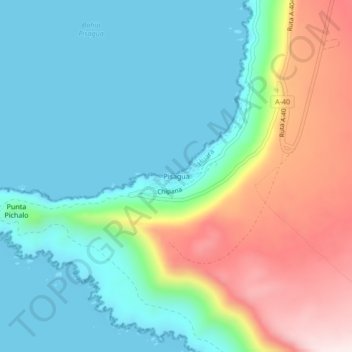 Topografische Karte Pisagua, Höhe, Relief