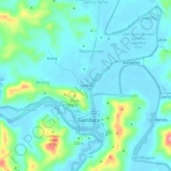 Topografische Karte Emilia, Höhe, Relief