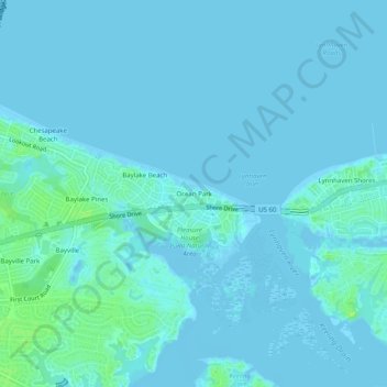 Topografische Karte Ocean Park, Höhe, Relief