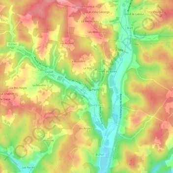 Topografische Karte Rancia, Höhe, Relief