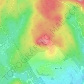 Topografische Karte Mont Cervin, Höhe, Relief