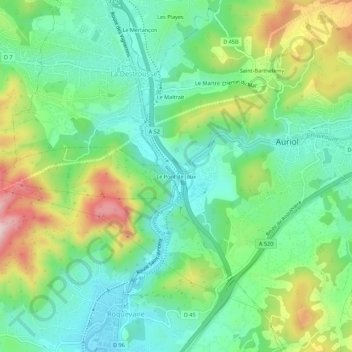 Topografische Karte Le Pont de Joux, Höhe, Relief