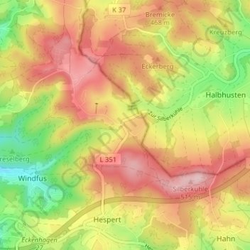 Topografische Karte Tillkausen, Höhe, Relief