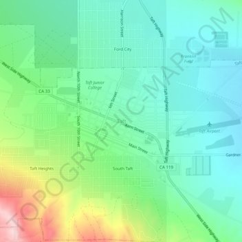 Topografische Karte Taft, Höhe, Relief