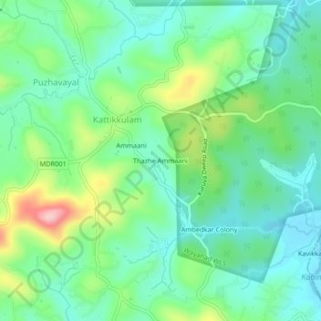 Topografische Karte Thazhe Ammaani, Höhe, Relief