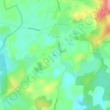 Topografische Karte Inos, Höhe, Relief