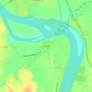 Topografische Karte Paragu, Höhe, Relief