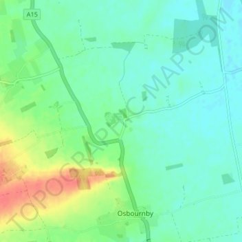 Topografische Karte Aswarby, Höhe, Relief
