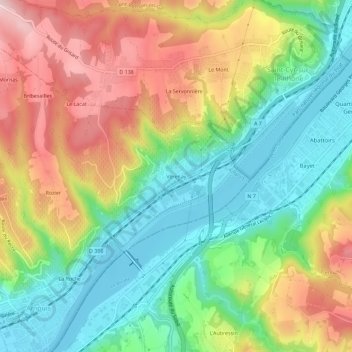 Topografische Karte Vérenay, Höhe, Relief