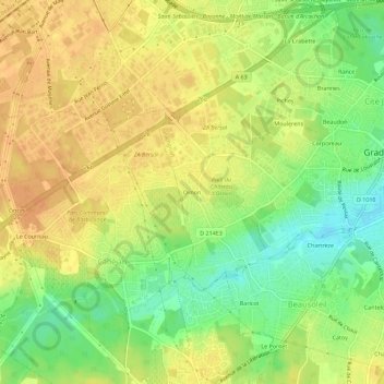 Topografische Karte Ornon, Höhe, Relief