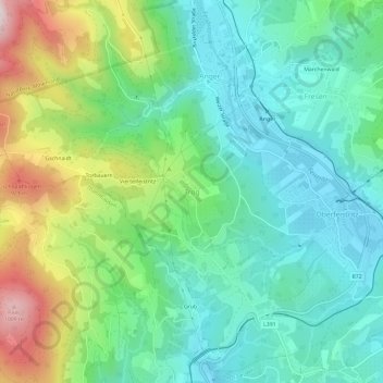 Topografische Karte Trog, Höhe, Relief