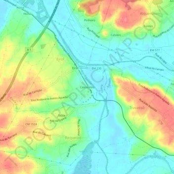 Topografische Karte Carcavelos, Höhe, Relief