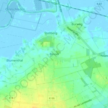 Topografische Karte Bossel, Höhe, Relief