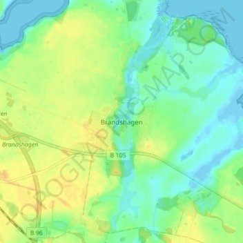 Topografische Karte Brandshagen, Höhe, Relief