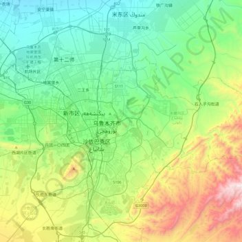 Topografische Karte Shuimogou, Höhe, Relief