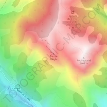 Topografische Karte Bec de l'Aigle, Höhe, Relief