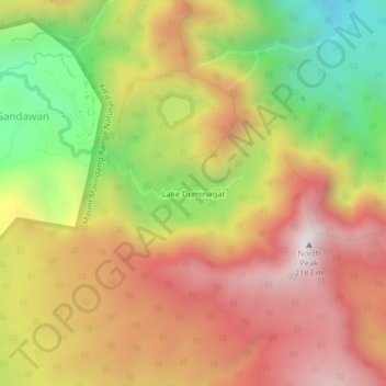 Topografische Karte Lake Duminagat, Höhe, Relief