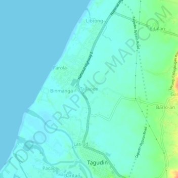 Topografische Karte Tallaoen, Höhe, Relief