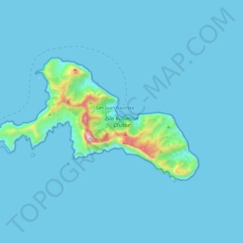 Topografische Karte Robinson Crusoe Island, Höhe, Relief