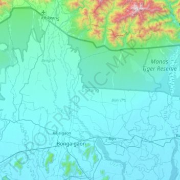 Topografische Karte Chirang, Höhe, Relief