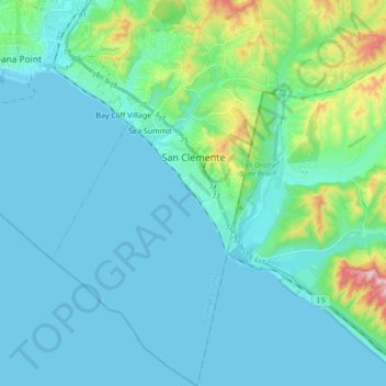 Topografische Karte San Clemente, Höhe, Relief