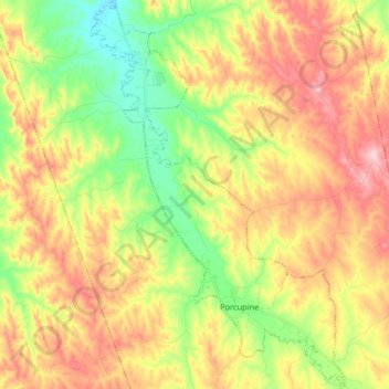 Topografische Karte Porcupine, Höhe, Relief