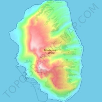 Topografische Karte Isla Alejandro Selkirk, Höhe, Relief